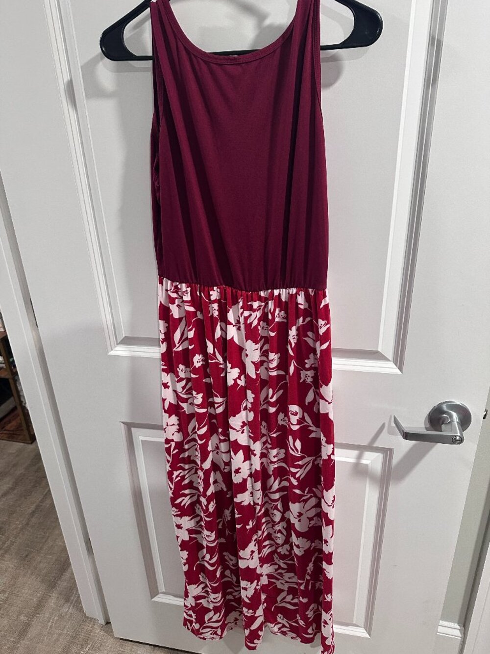 Burgandy Flower Maxi Dress w/ Pockets